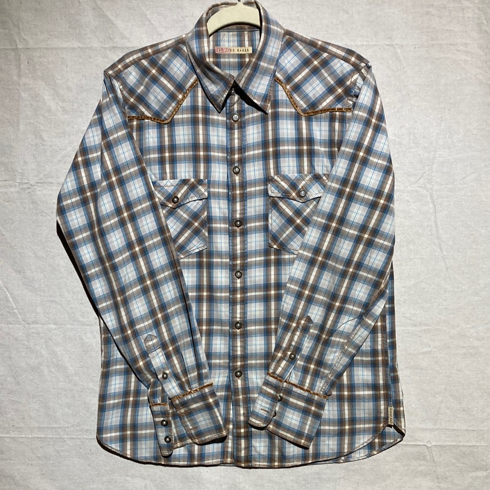 Ted Baker Long Sleeve Button Down Shirt Sz M Multicolor Slim Fit Pre-owned